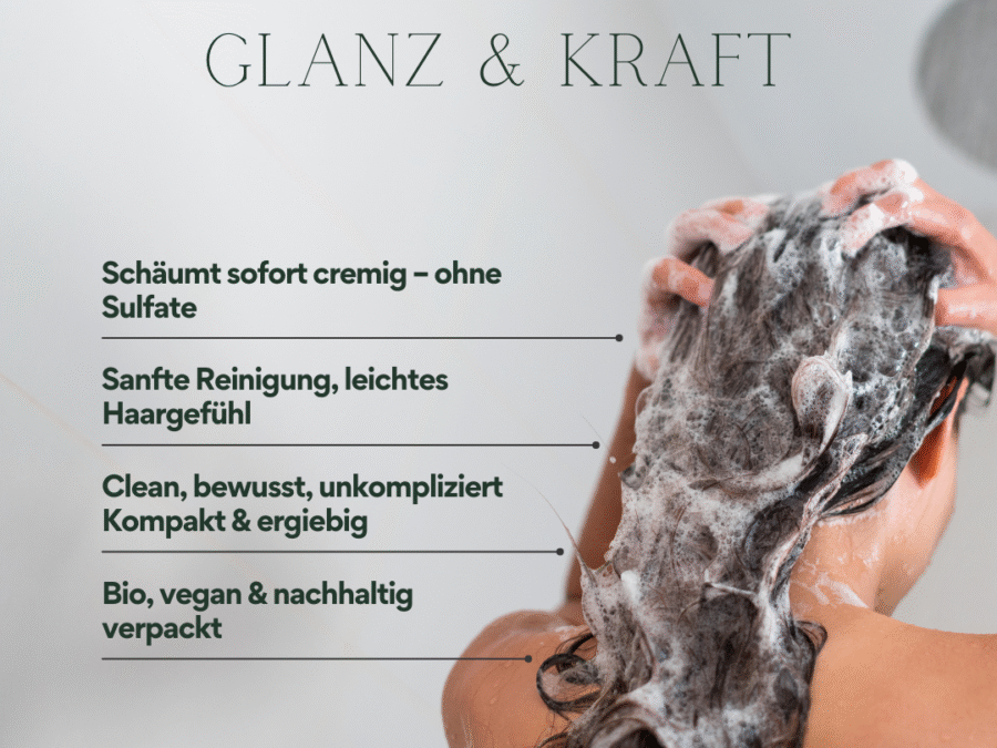 fester shampoo-bar mit cremigem schaum ohne sulfate