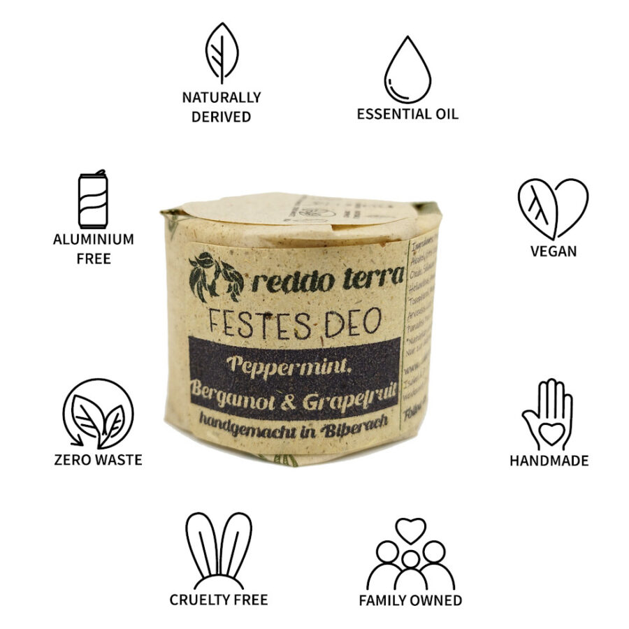 zero waste Peppermint grapefruit deodorant without aluminium and without baking soda
