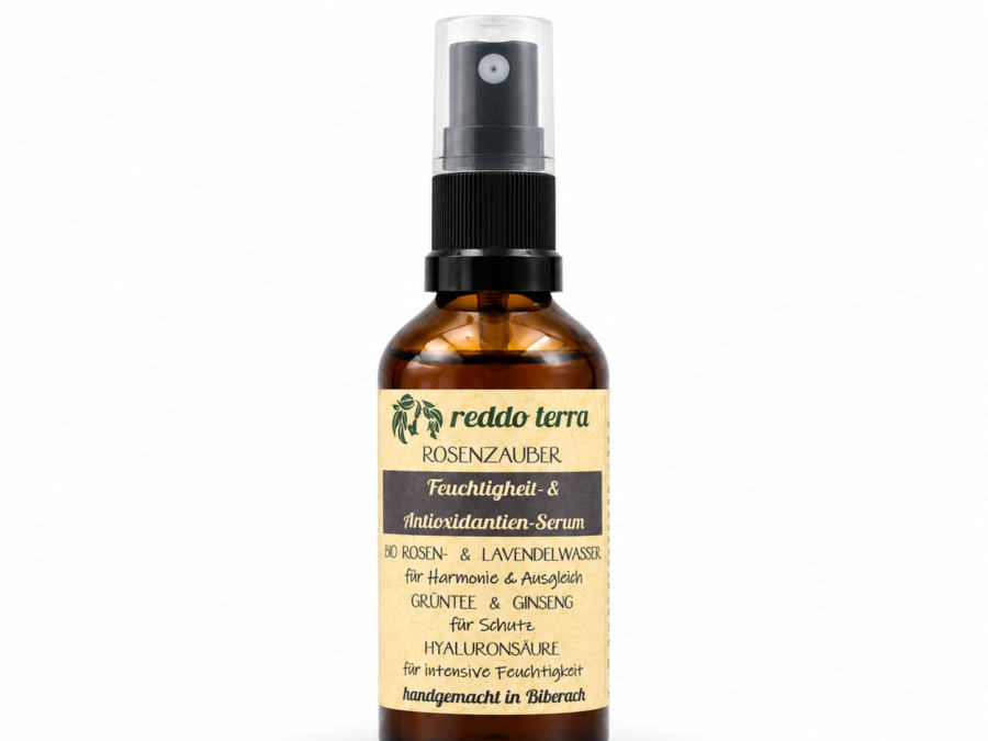 Bio-Hyaluron-Serum mit Rosenwasser, Grüntee und Ginseng