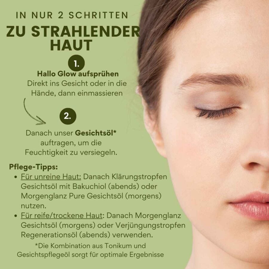 Die perfekte Pflegeroutine mit Hallo Glow – kombiniert mit unseren Gesichtsölen für unreine & reife Haut.