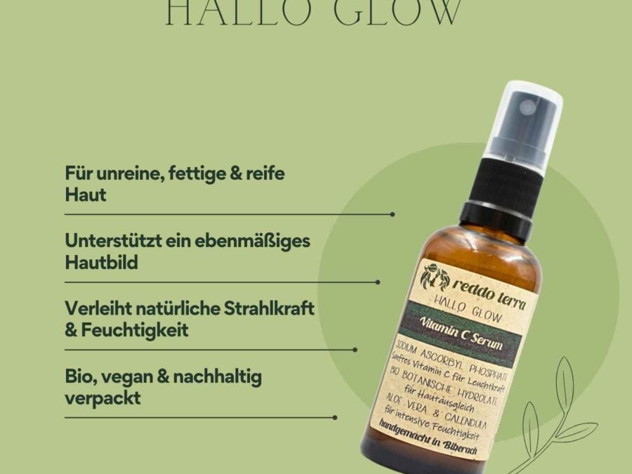 Sanftes Vitamin C Serum für unreine, fettige & reife Haut – Glow & Balance mit Aloe Vera & Hamamelis.