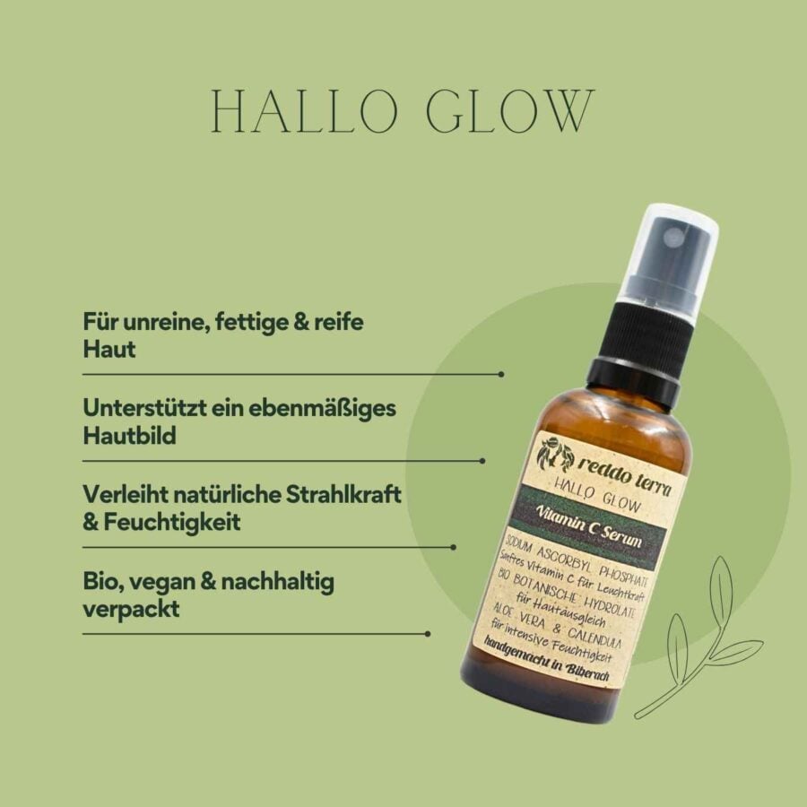 Sanftes Vitamin C Serum für unreine, fettige & reife Haut – Glow & Balance mit Aloe Vera & Hamamelis.